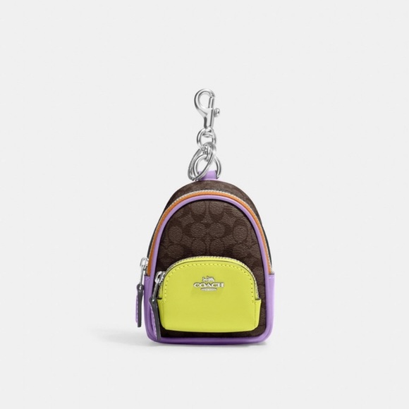 NWT Coach Outlet Mini Court Backpack Bag Charm In Signature Canvas - Picture 1 of 5